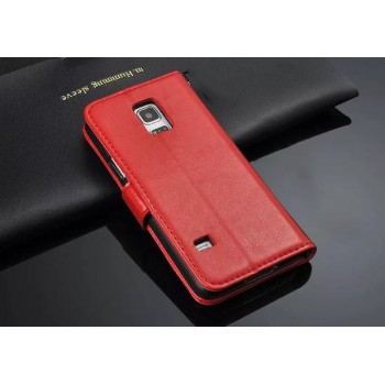 Чехол портмоне подставка глянцевая кожа для Samsung Galaxy S5 Mini Красный