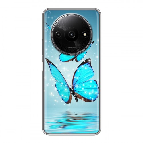 Дизайнерский силиконовый чехол для Xiaomi RedMi A3 Бабочки голубые