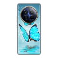 Дизайнерский силиконовый чехол для Realme 12 Plus 5G Бабочки голубые