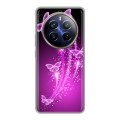 Дизайнерский силиконовый чехол для Realme 12 Plus 5G Бабочки фиолетовые