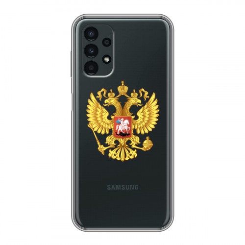 Полупрозрачный дизайнерский пластиковый чехол для Samsung Galaxy A13 4G Российский флаг