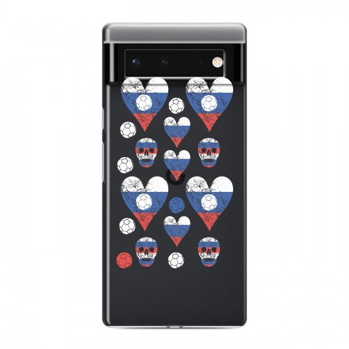 Полупрозрачный дизайнерский силиконовый с усиленными углами чехол для Google Pixel 6 Российский флаг