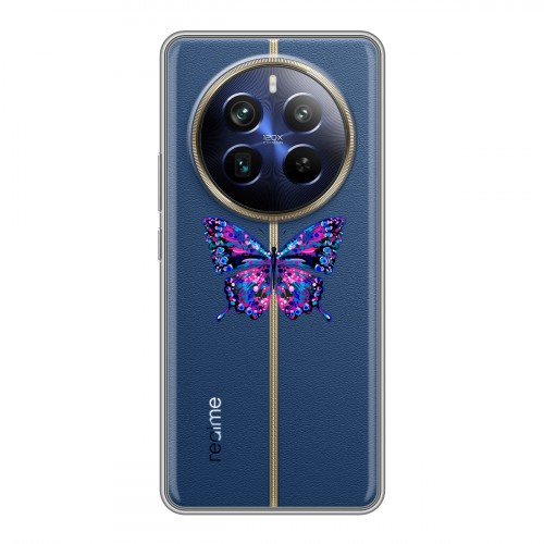 Полупрозрачный дизайнерский пластиковый чехол для Realme 12 Plus 5G прозрачные Бабочки 