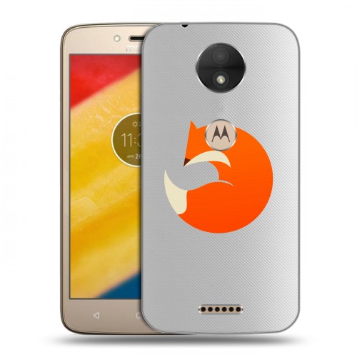 Полупрозрачный дизайнерский пластиковый чехол для Motorola Moto C Прозрачные лисы