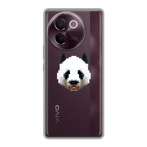 Полупрозрачный дизайнерский пластиковый чехол для Vivo V30e Прозрачные панды - смайлики