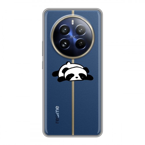 Полупрозрачный дизайнерский пластиковый чехол для Realme 12 Pro Прозрачные панды - смайлики