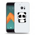 Полупрозрачный дизайнерский пластиковый чехол для HTC 10 Прозрачные панды - смайлики