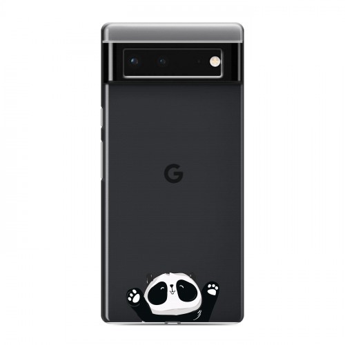 Полупрозрачный дизайнерский силиконовый с усиленными углами чехол для Google Pixel 6 Прозрачные панды - смайлики