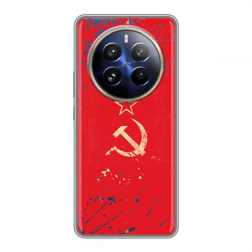 Полупрозрачный дизайнерский силиконовый чехол для Realme 12 Pro Plus Флаг СССР