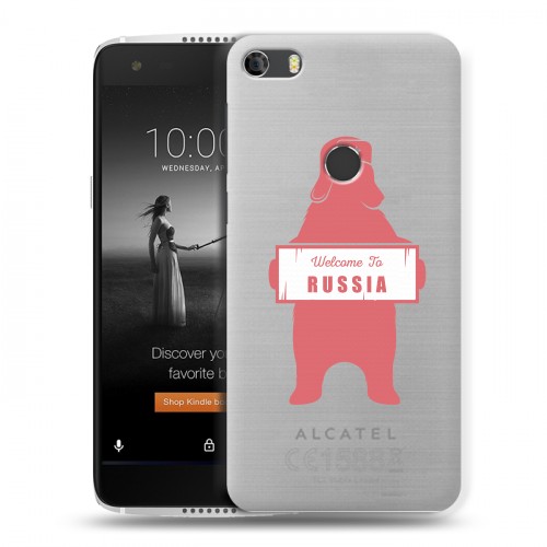 Полупрозрачный дизайнерский силиконовый чехол для Alcatel Idol 5S Российский флаг