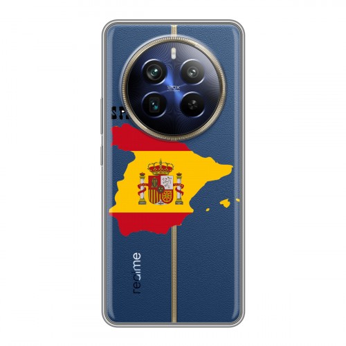 Полупрозрачный дизайнерский пластиковый чехол для Realme 12 Plus 5G флаг Испании