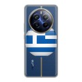 Полупрозрачный дизайнерский пластиковый чехол для Realme 12 Plus 5G флаг греции