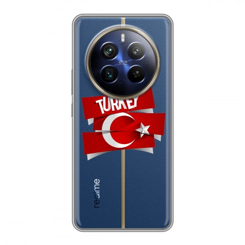 Полупрозрачный дизайнерский пластиковый чехол для Realme 12 Plus 5G Флаг Турции
