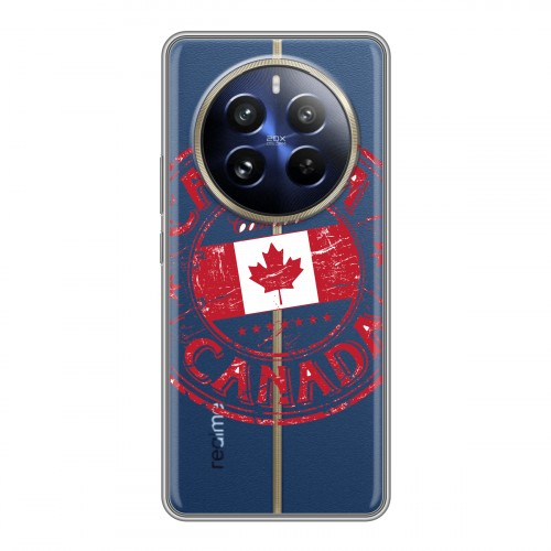 Полупрозрачный дизайнерский пластиковый чехол для Realme 12 Pro Флаг Канады