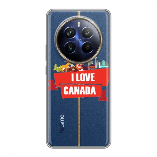 Полупрозрачный дизайнерский пластиковый чехол для Realme 12 Plus 5G Флаг Канады