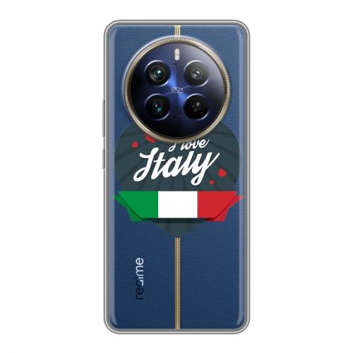 Полупрозрачный дизайнерский пластиковый чехол для Realme 12 Plus 5G Флаг Италии