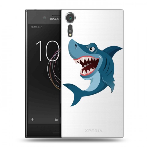 Полупрозрачный дизайнерский пластиковый чехол для Sony Xperia XZs Прозрачные акулы