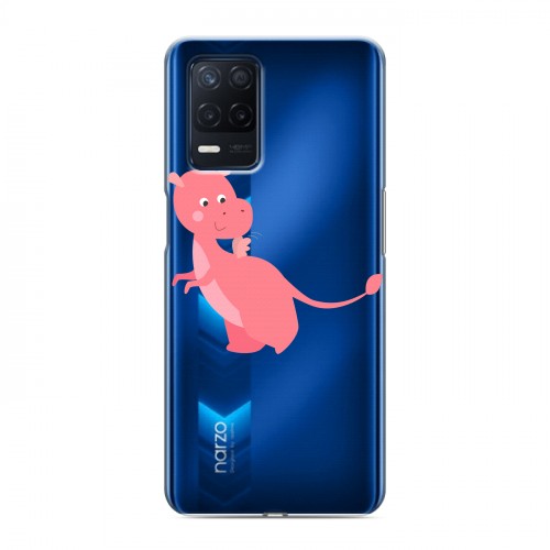 Полупрозрачный дизайнерский пластиковый чехол для Realme Narzo 30 5G Прозрачные Драконы