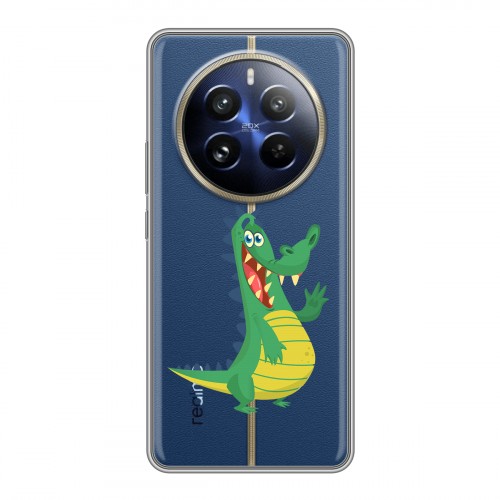 Полупрозрачный дизайнерский силиконовый чехол для Realme 12 Pro Plus Прозрачные крокодилы