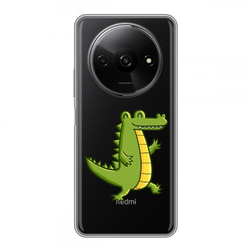 Полупрозрачный дизайнерский пластиковый чехол для Xiaomi RedMi A3 Прозрачные крокодилы