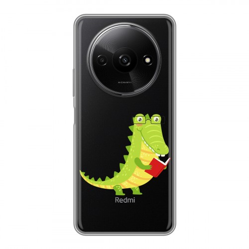 Полупрозрачный дизайнерский пластиковый чехол для Xiaomi RedMi A3 Прозрачные крокодилы