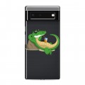 Полупрозрачный дизайнерский силиконовый чехол для Google Pixel 6 Прозрачные крокодилы
