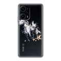 Полупрозрачный дизайнерский пластиковый чехол для XIaomi Poco F5 Прозрачные лошади и единороги 