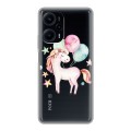 Полупрозрачный дизайнерский пластиковый чехол для XIaomi Poco F5 Прозрачные лошади и единороги 