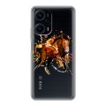 Полупрозрачный дизайнерский пластиковый чехол для XIaomi Poco F5 Прозрачные лошади и единороги 