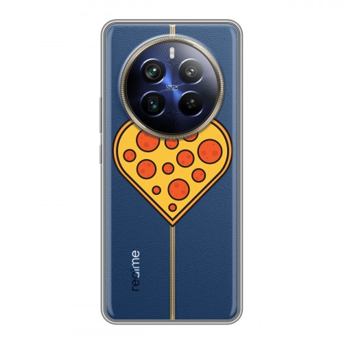 Полупрозрачный дизайнерский пластиковый чехол для Realme 12 Plus 5G Прозрачная Пицца