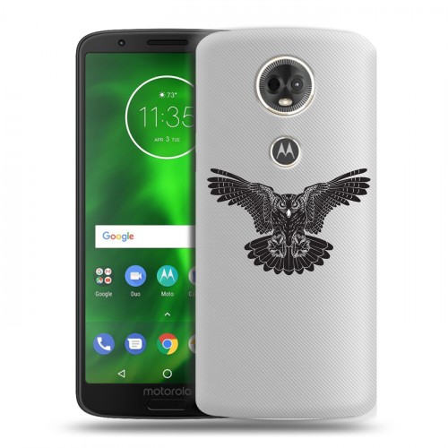 Полупрозрачный дизайнерский пластиковый чехол для Motorola Moto E5 Plus Прозрачные совы