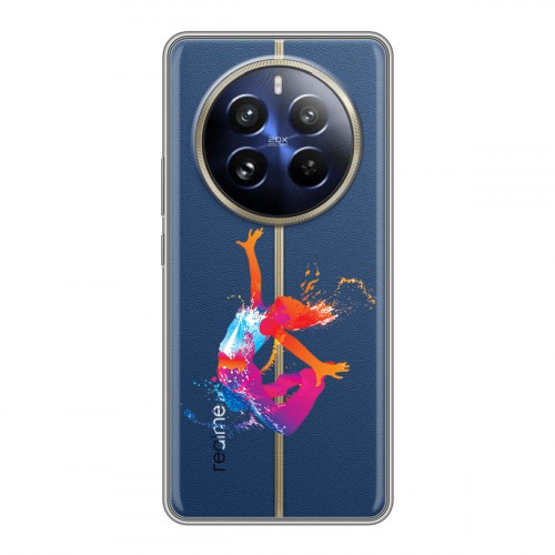 Полупрозрачный дизайнерский силиконовый чехол для Realme 12 Pro Plus Прозрачные танцоры 