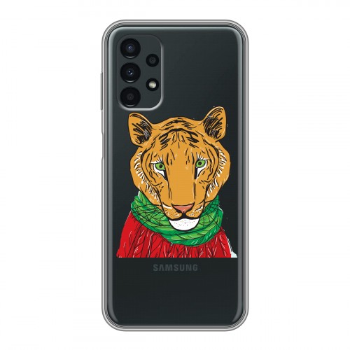 Полупрозрачный дизайнерский пластиковый чехол для Samsung Galaxy A13 4G Прозрачные тигры