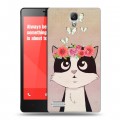 Дизайнерский силиконовый чехол для Xiaomi RedMi Note Животные с цветами