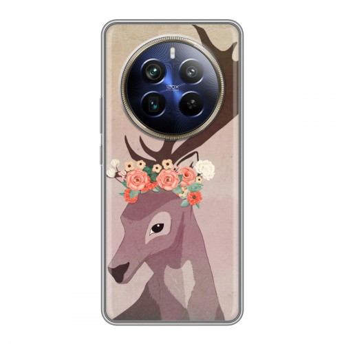 Дизайнерский силиконовый чехол для Realme 12 Plus 5G Животные с цветами