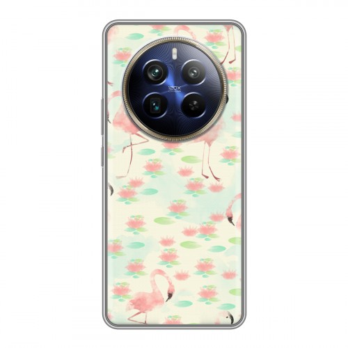 Дизайнерский силиконовый чехол для Realme 12 Plus 5G Розовые фламинго