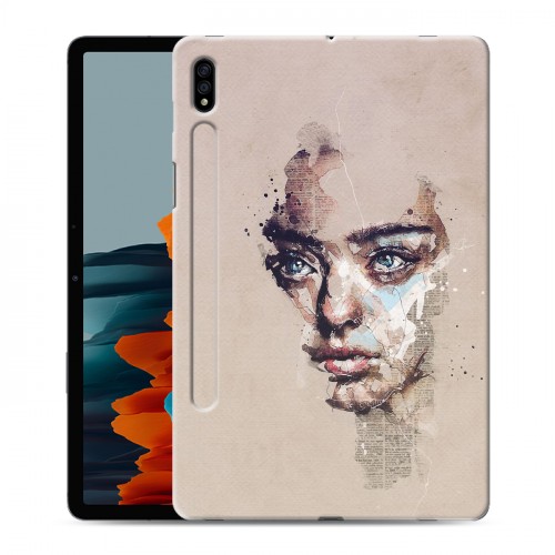 Дизайнерский силиконовый чехол для Samsung Galaxy Tab S7 Портреты мазками
