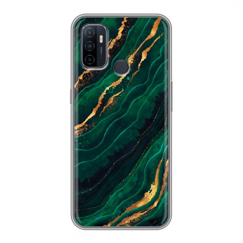 Дизайнерский силиконовый чехол для OPPO A53 Мрамор зеленое золото