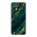 Дизайнерский силиконовый чехол для Realme C31 Мрамор зеленое золото