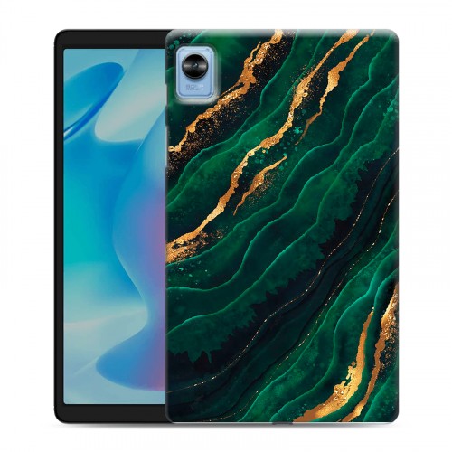 Дизайнерский силиконовый чехол для Realme Pad Mini Мрамор зеленое золото