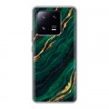 Дизайнерский силиконовый чехол для Xiaomi 13 Pro Мрамор зеленое золото