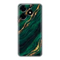 Дизайнерский силиконовый с усиленными углами чехол для Tecno Spark 10 Мрамор зеленое золото