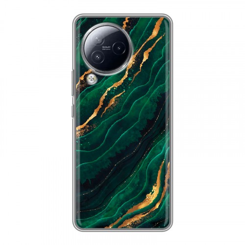 Дизайнерский силиконовый чехол для Xiaomi Civi 3 Мрамор зеленое золото