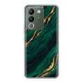 Дизайнерский силиконовый чехол для Vivo V29e Мрамор зеленое золото