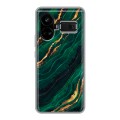 Дизайнерский силиконовый чехол для Realme GT5 Мрамор зеленое золото