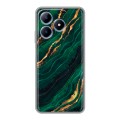Дизайнерский силиконовый чехол для Realme C63 Мрамор зеленое золото