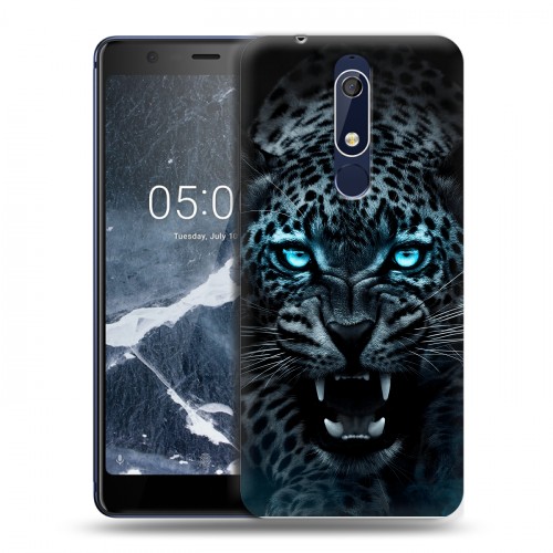 Дизайнерский пластиковый чехол для Nokia 5.1 Темный леопард