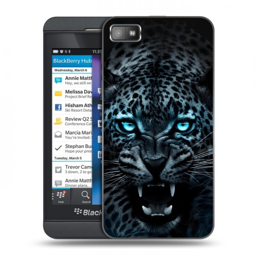 Дизайнерский пластиковый чехол для BlackBerry Z10 Темный леопард