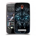 Дизайнерский пластиковый чехол для HTC Desire 500 Темный леопард