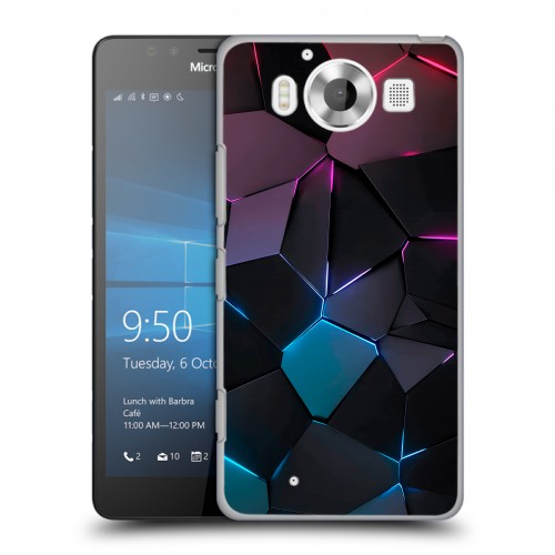 Дизайнерский пластиковый чехол для Microsoft Lumia 950 Геометрия неона